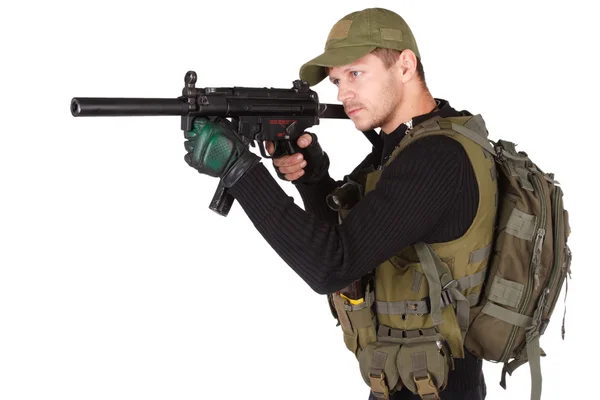 Mercenario con mitragliatrice mp5 — Foto Stock