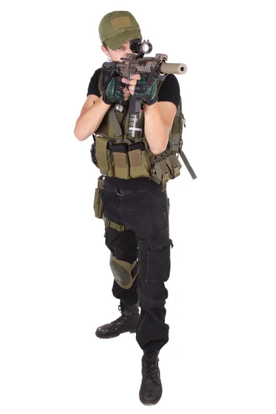 Mercenary with m4 rifle — Stock Photo, Image