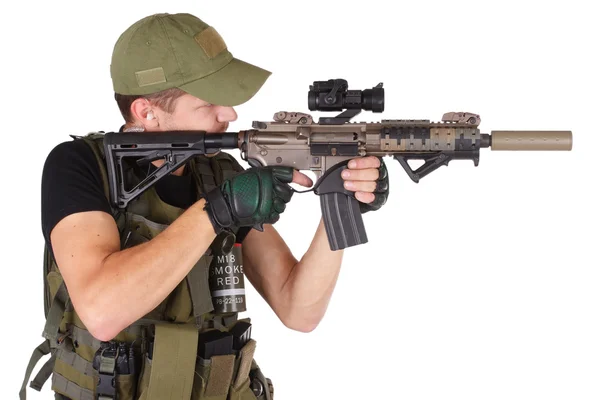 Mercenary with m4 rifle — Stock Photo, Image