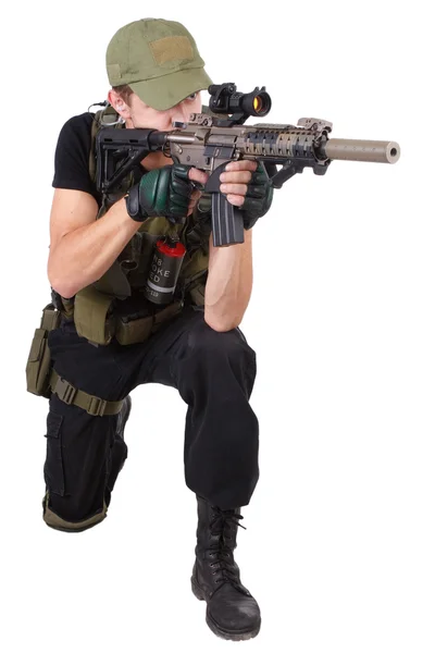 Mercenary with m4 rifle — Stock Photo, Image