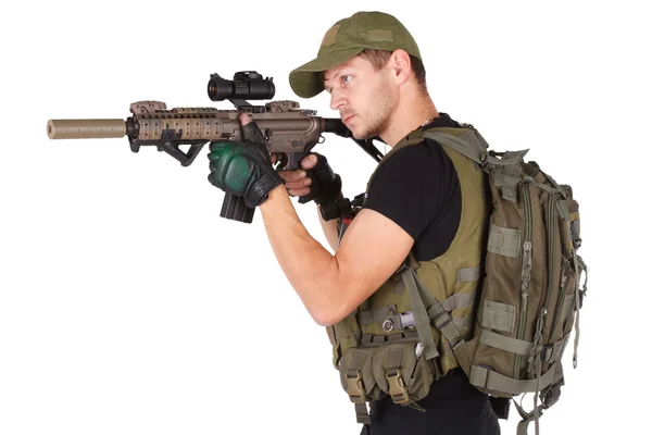 Mercenary with m4 rifle — Stock Photo, Image