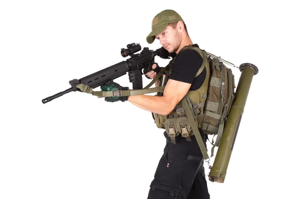 Mercenary with m16 rifle — Stock Photo, Image