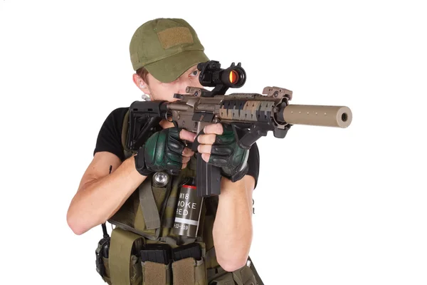 Zsoldos m4 rifle — Stock Fotó