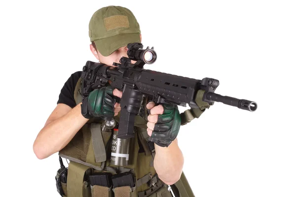 Žoldák s puškou m16 — Stock fotografie