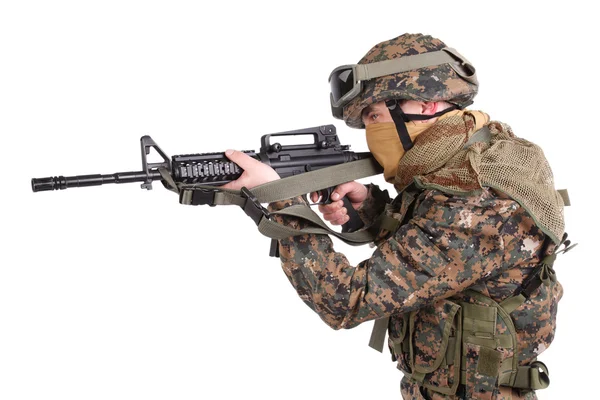 US MARINES dengan m4 carbine — Stok Foto