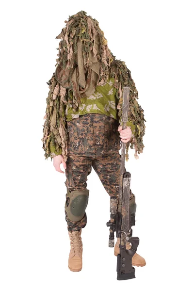 Sniper in ghillie suit — Stock Photo, Image