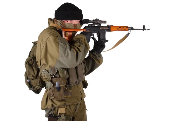 Mercenary sniper with SVD rifle — Stock Photo, Image