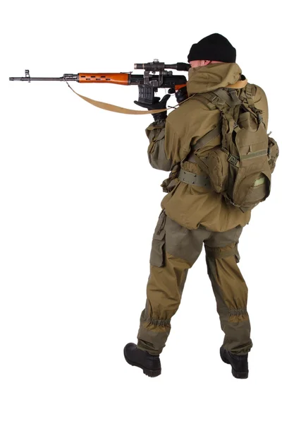 Huurling sniper met Svd geweer — Stockfoto