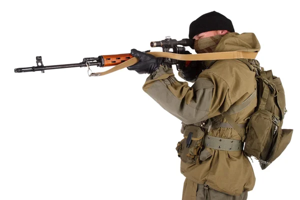 Francotirador mercenario con rifle SVD — Foto de Stock
