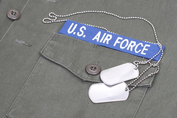 Nekünk air force egységes üres kutya Címkék — Stock Fotó