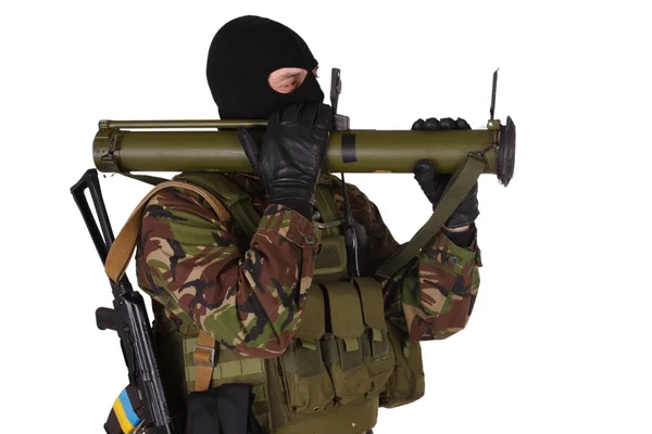Oekraïense vrijwilliger met Rpg granaatwerper — Stockfoto