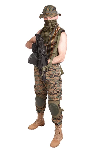 US MARINES con ametralladora M249 — Foto de Stock
