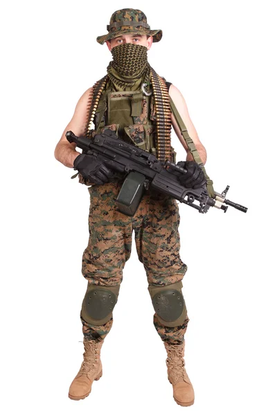 Oss marinsoldater med m249 kulsprutan — Stockfoto