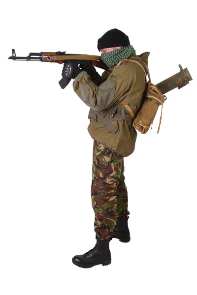 Insurgent with kalashnikov rifle — Stock Photo, Image