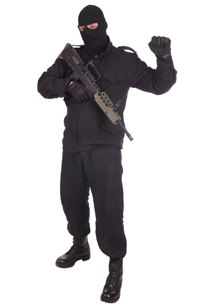 Hombre de uniforme con rifle L85 —  Fotos de Stock