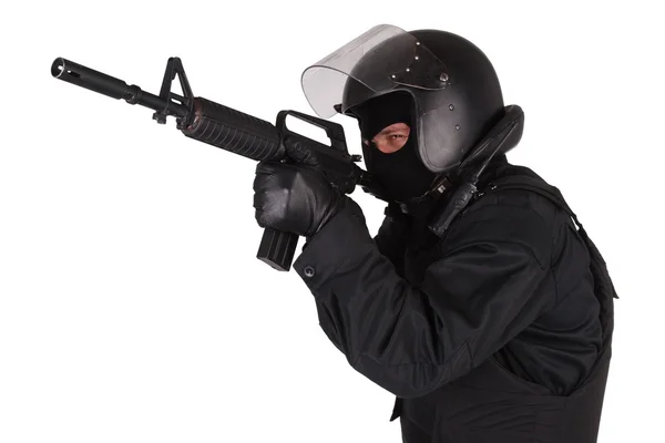 Riot police officer in uniform — Stock Photo, Image