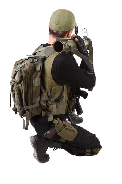 Mercenary with bazooka gun — Stock Photo, Image