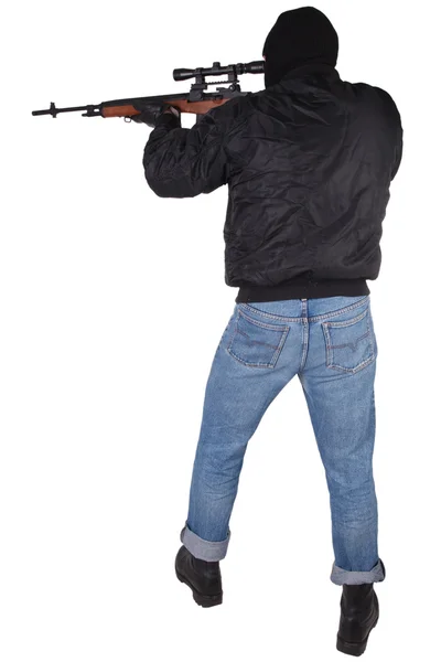 Killer with sniper rifle — Stock Photo, Image