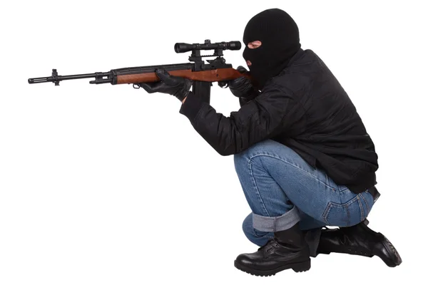 Killer with sniper rifle — Stock Photo, Image