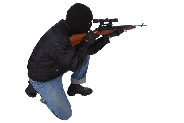 Killer with sniper rifle — Stock Photo, Image