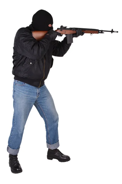 Robber with M14 rifle — Stock Photo, Image