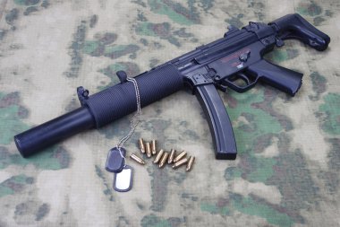 submachine gun MP5 with silencer  clipart