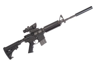 M4 rifle with silencer  clipart