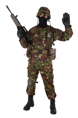British Army Soldier with assault rifle clipart