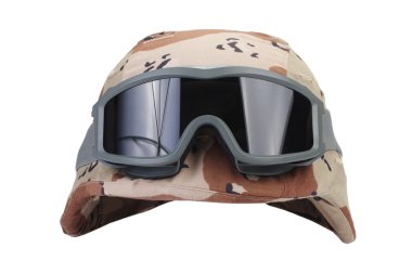 Kevlar helmet with protective goggles clipart