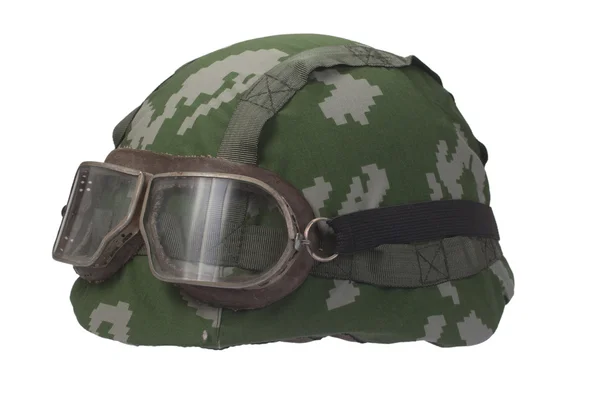 Helmet with camouflage cover — Stock Photo, Image
