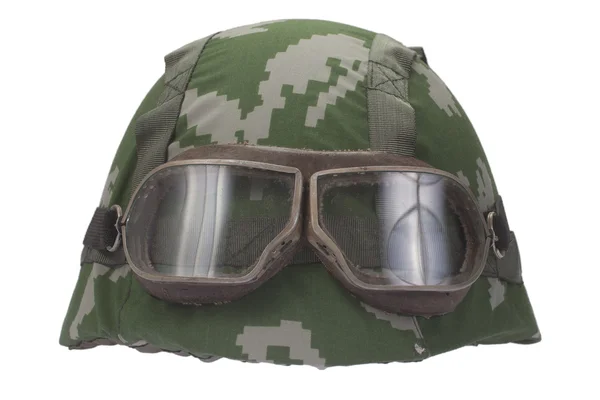 Helmet with camouflage cover — Stock Photo, Image