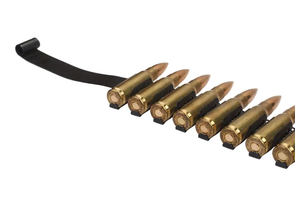 Ammunition belt on white background — Stock Photo, Image