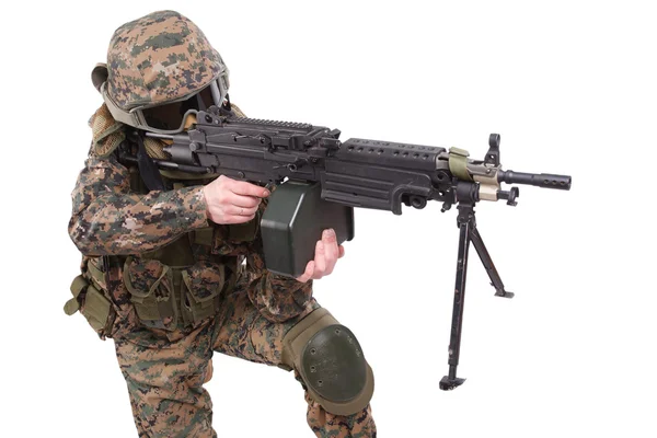 Uns Marineinfanteristen mit Maschinengewehr — Stockfoto