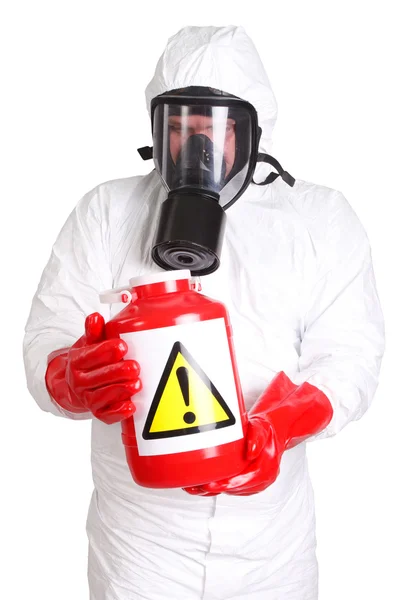 रासायनिक संरक्षणाच्या सूटमध्ये माणूस — स्टॉक फोटो, इमेज