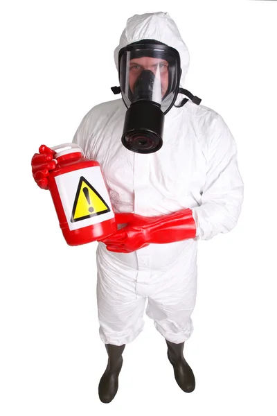 Muž v obleku chemické ochrany — Stock fotografie