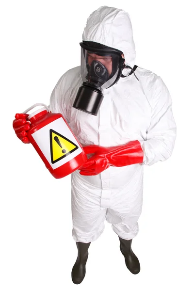 Człowiek w garniturze ochrony chemicznej — Zdjęcie stockowe