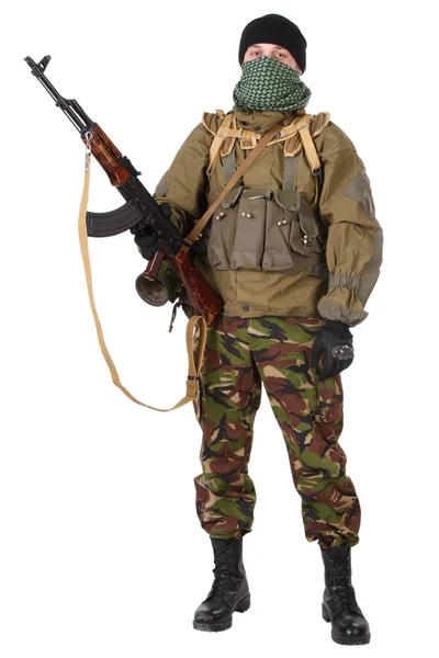 Fighter med ak-47 gevär — Stockfoto