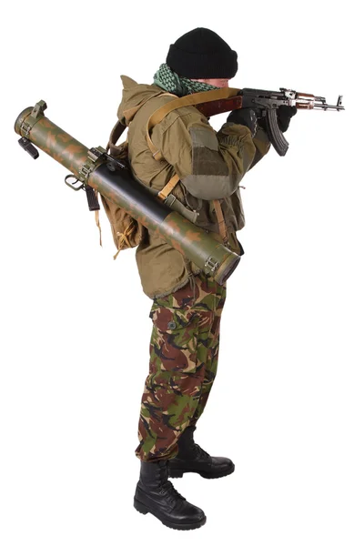 Fighter with ak-47 rifle — Stock Photo, Image