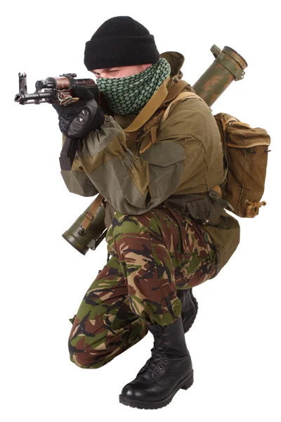 Fighter with ak-47 rifle — Stock Photo, Image