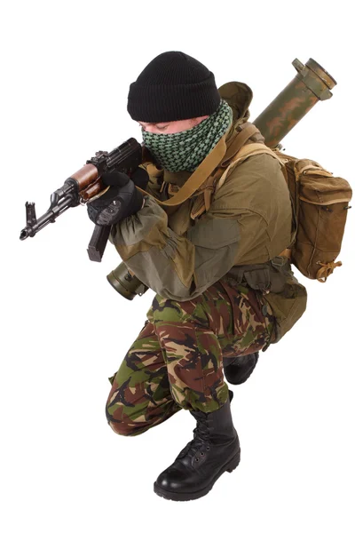 Fighter with ak-47 rifle — Stock Photo, Image