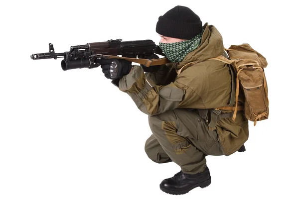 Fighter with ak-47 rifle — Stock Photo, Image