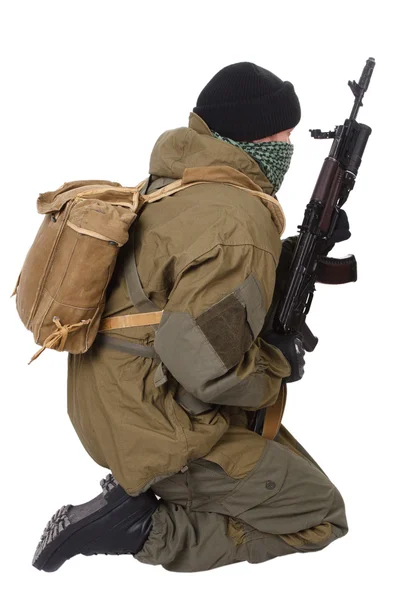 Fighter with ak-47 rifle — Stock Photo, Image