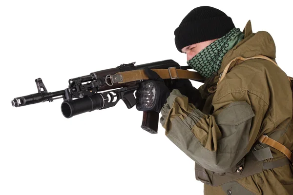 Insurgent in shemagh with ak-47 rifle — Stock Photo, Image