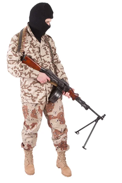 Mercenary with RPD gun — Stock Photo, Image