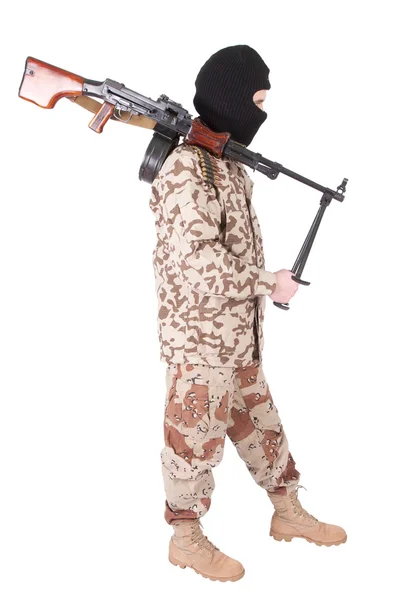 Mercenario con pistola RPD — Foto de Stock
