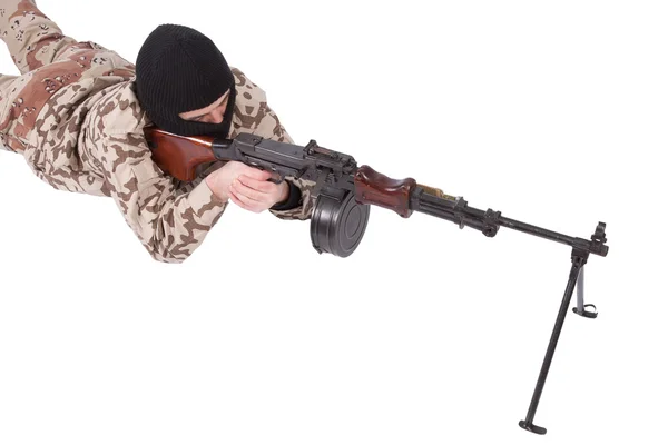 Mercenary with RPD gun — Stock Photo, Image