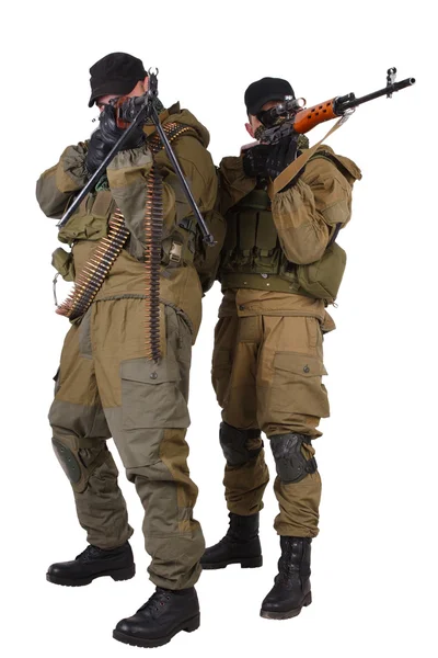 Insurgent sniper pair with SVD rifle — Stock Photo, Image