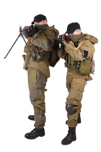 Insurgents with AK 47 and machine gun — Stock Photo, Image
