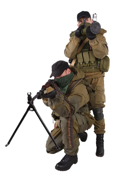 Mercenari con mitragliatrice e lanciarazzi — Foto Stock