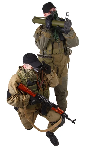 Mercenaries with AK 47 and rocket launcher — Stock Photo, Image